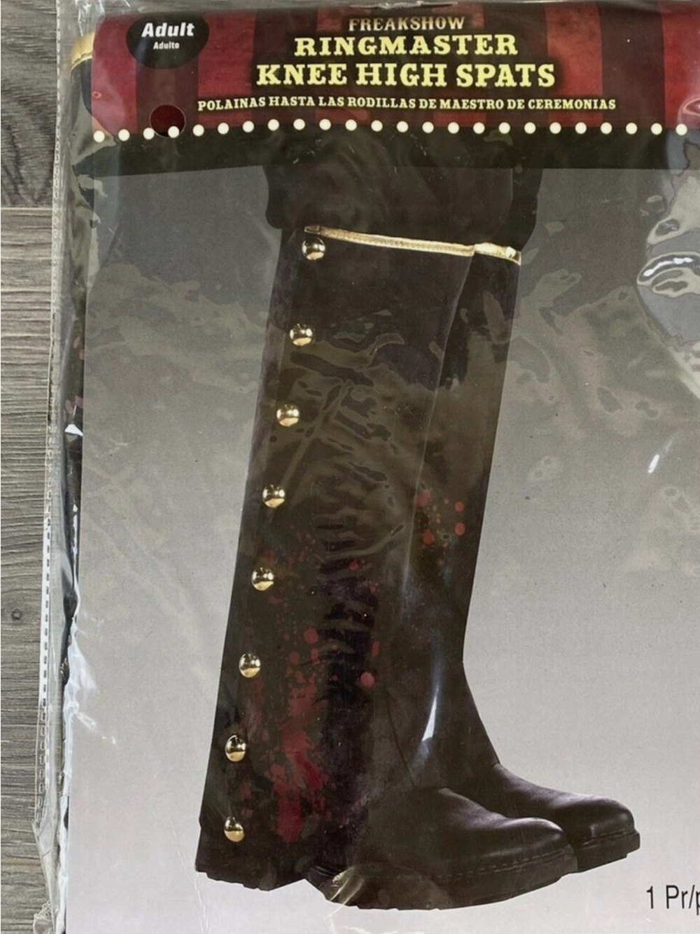 Ringmaster Knee High Spats - Black with Gold Accents